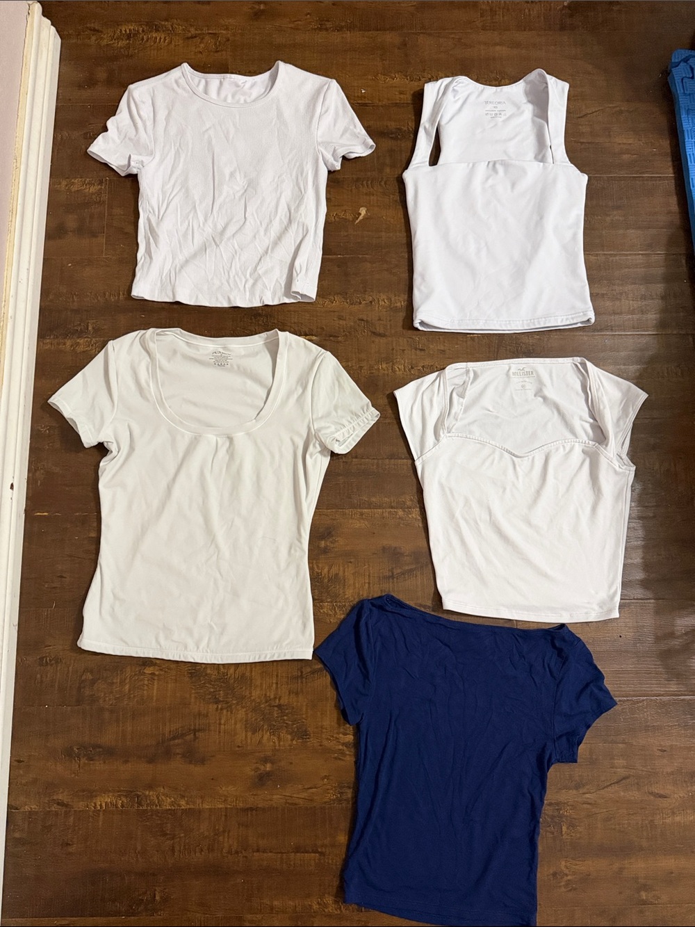 Lot of 5 Basic Tee Tops - White + Navy